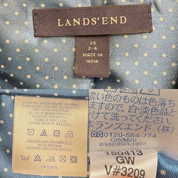 LANDS END Velvet Button Front Blazer Navy Blue XS - Picture 6 of 6